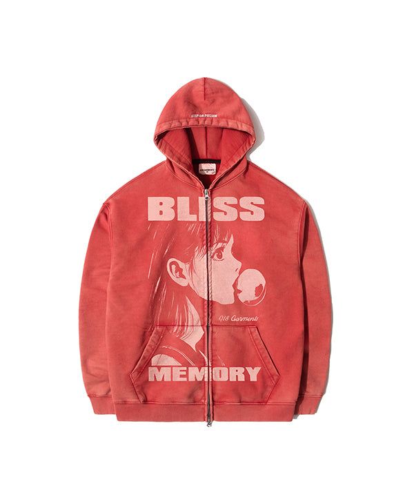 QT8 GARMENTS（キューティーエイトガーメント）の「OC Bliss Washed Zip-up hoodie (Red)（Tops）」