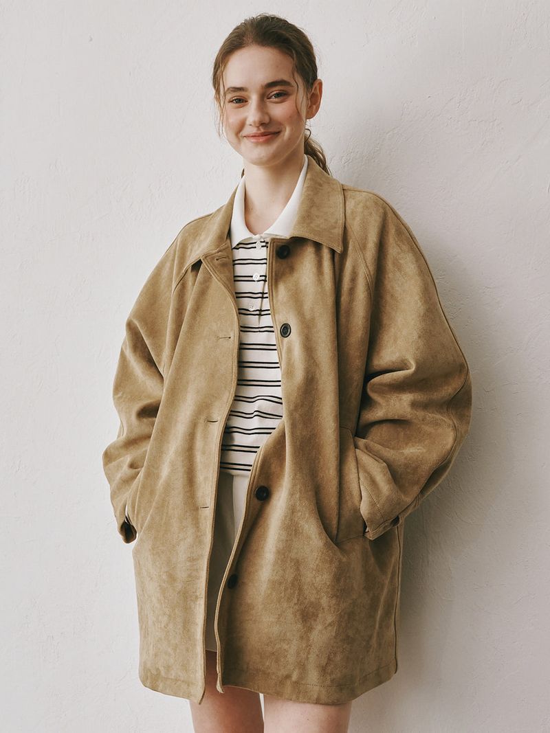 Suede half coat (Brown)