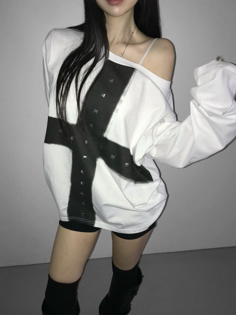 pinter bless cross loose top(2 color)