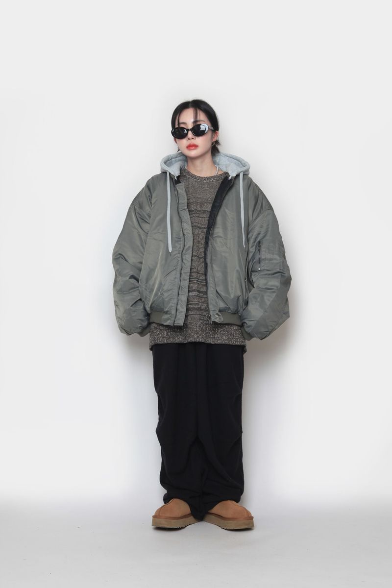 Hooded aerial jumper padding