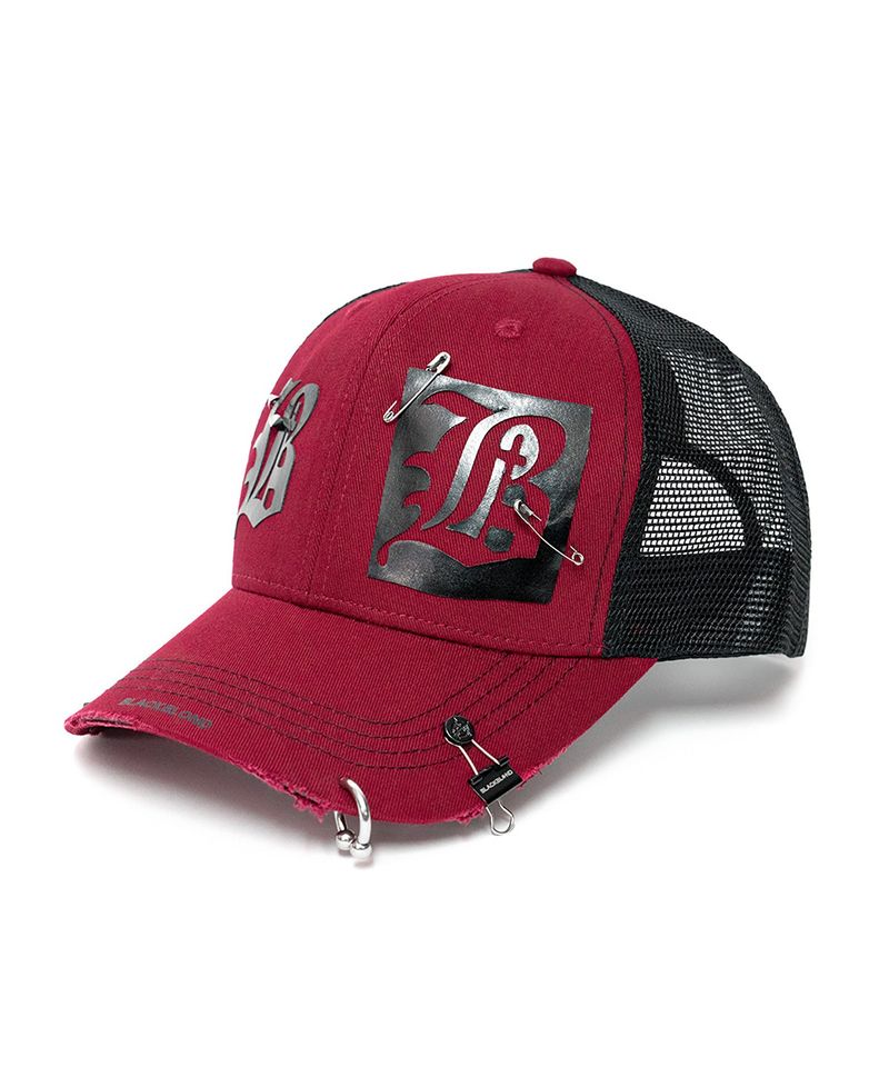 BLACKBLOND（ブラックブロンド）の「BBD Dual B Logo Trucker Mesh Cap (Burgundy)（Hats）」