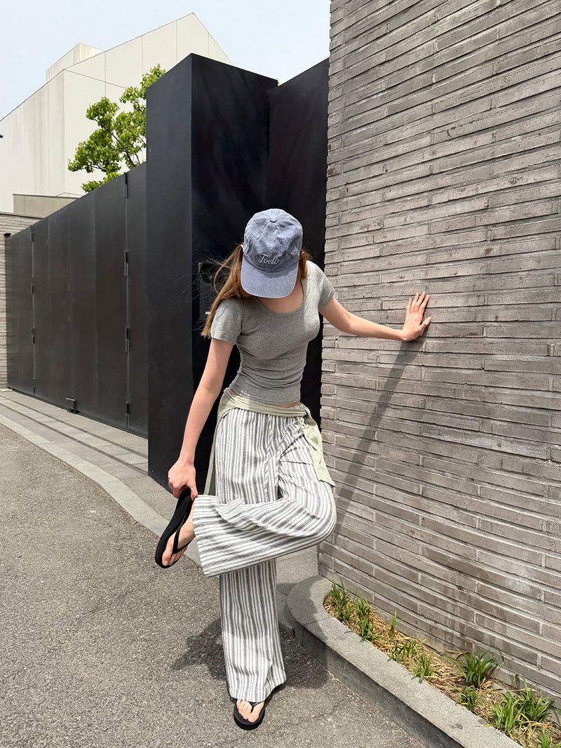 [ORIGINAL] Bound Stripe Wide Pants