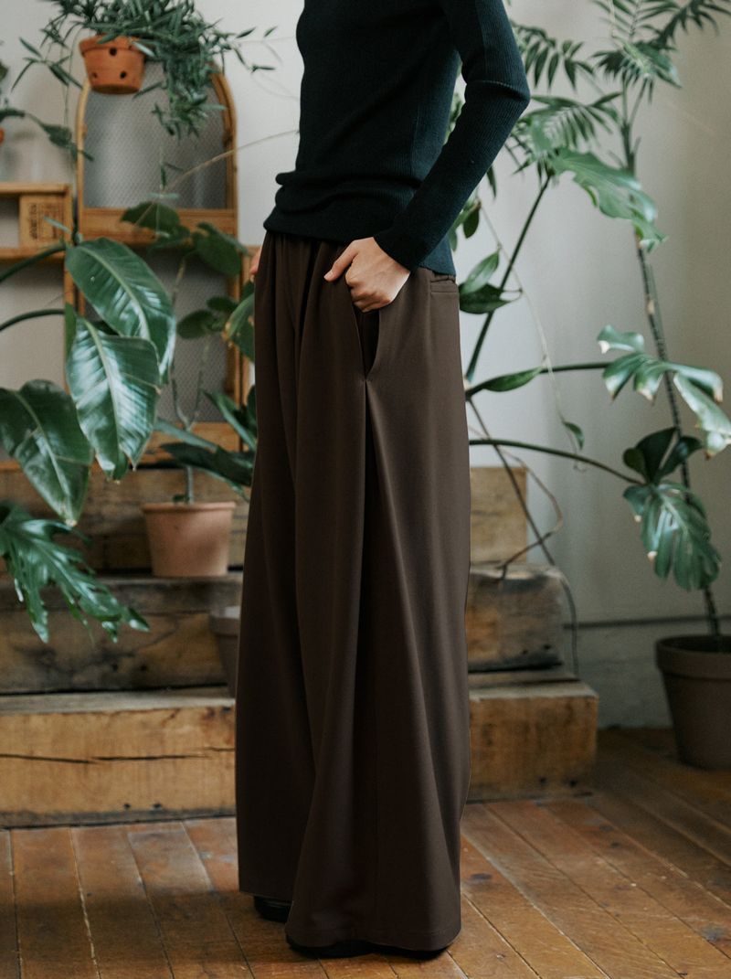 unisex side wide pants brown