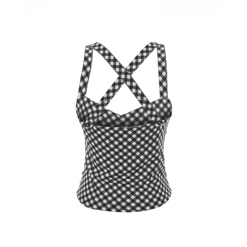 Check 3-way shirring top
