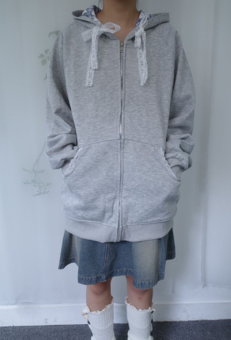 Petite Check Hooded Zip-Up