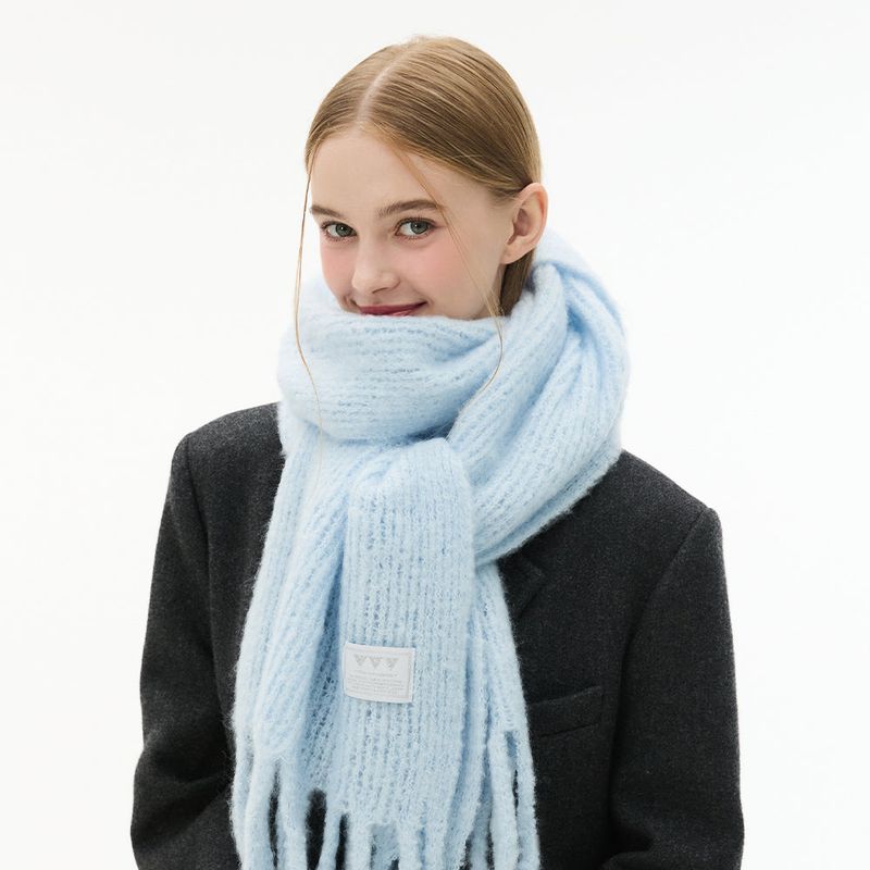 Basic Knit Big muffler_ Skyblue