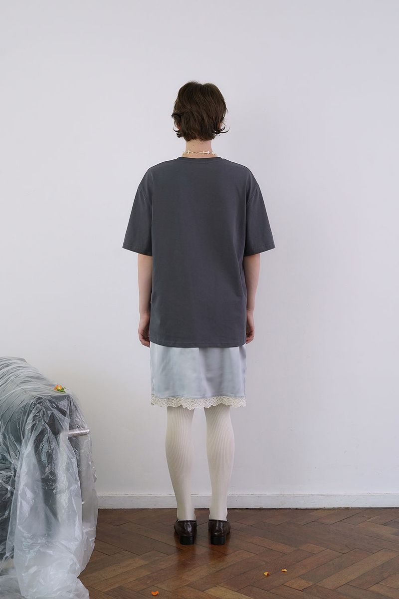 Slip satin midi skirt_skyblue