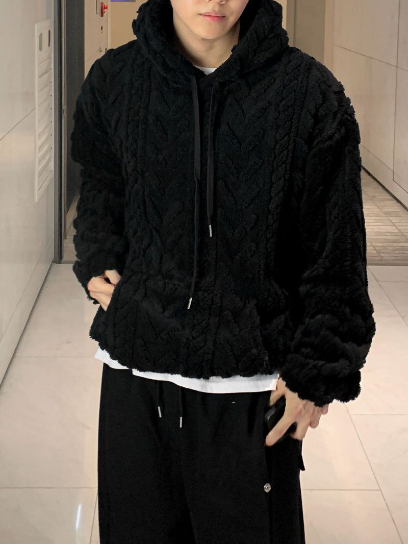 Cozy cable fleece hood