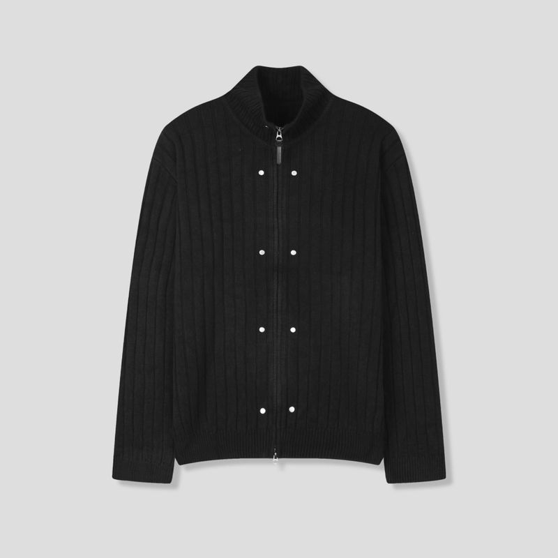 ロンリベットニットジップアップカーディガン