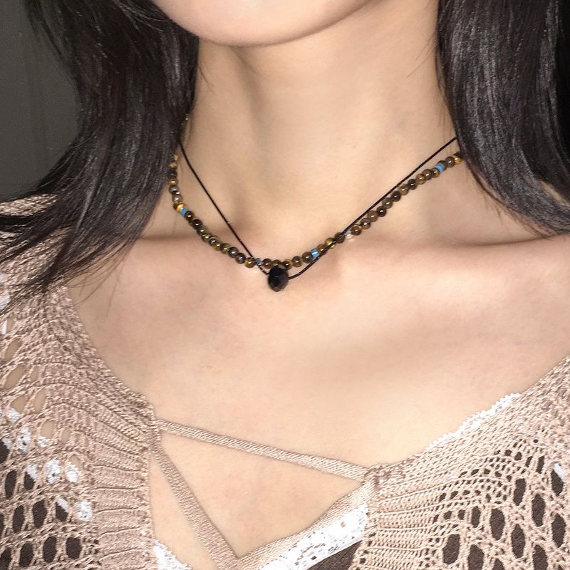 [2 sets] Chicon stone 2-line layered set necklace