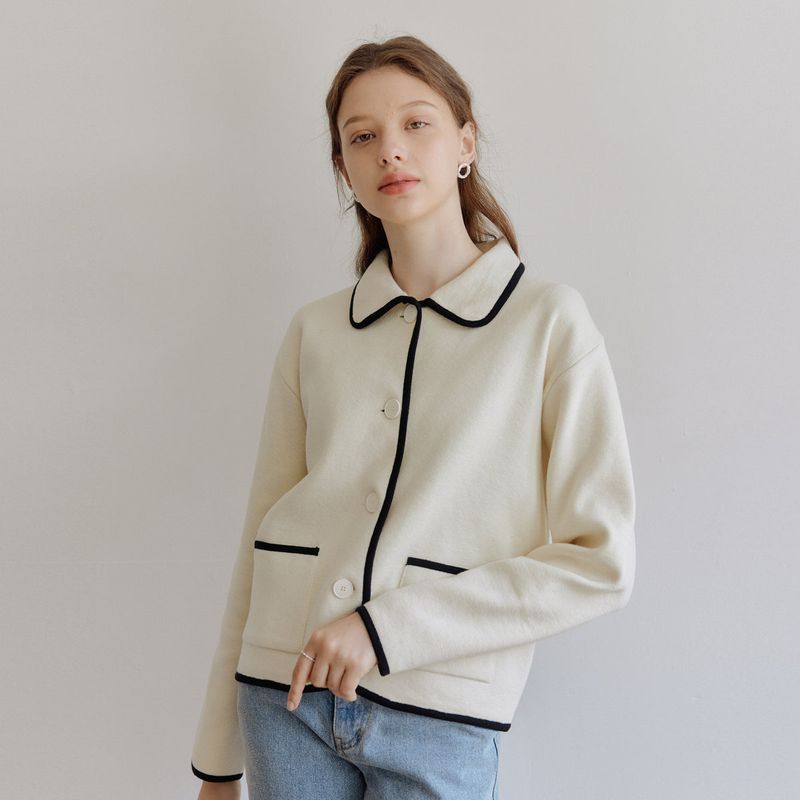 yuppe（ヤッピー）の「ラインニットジャケット / LINE KNIT JACKET_IVORY（ジャケット/アウター）」