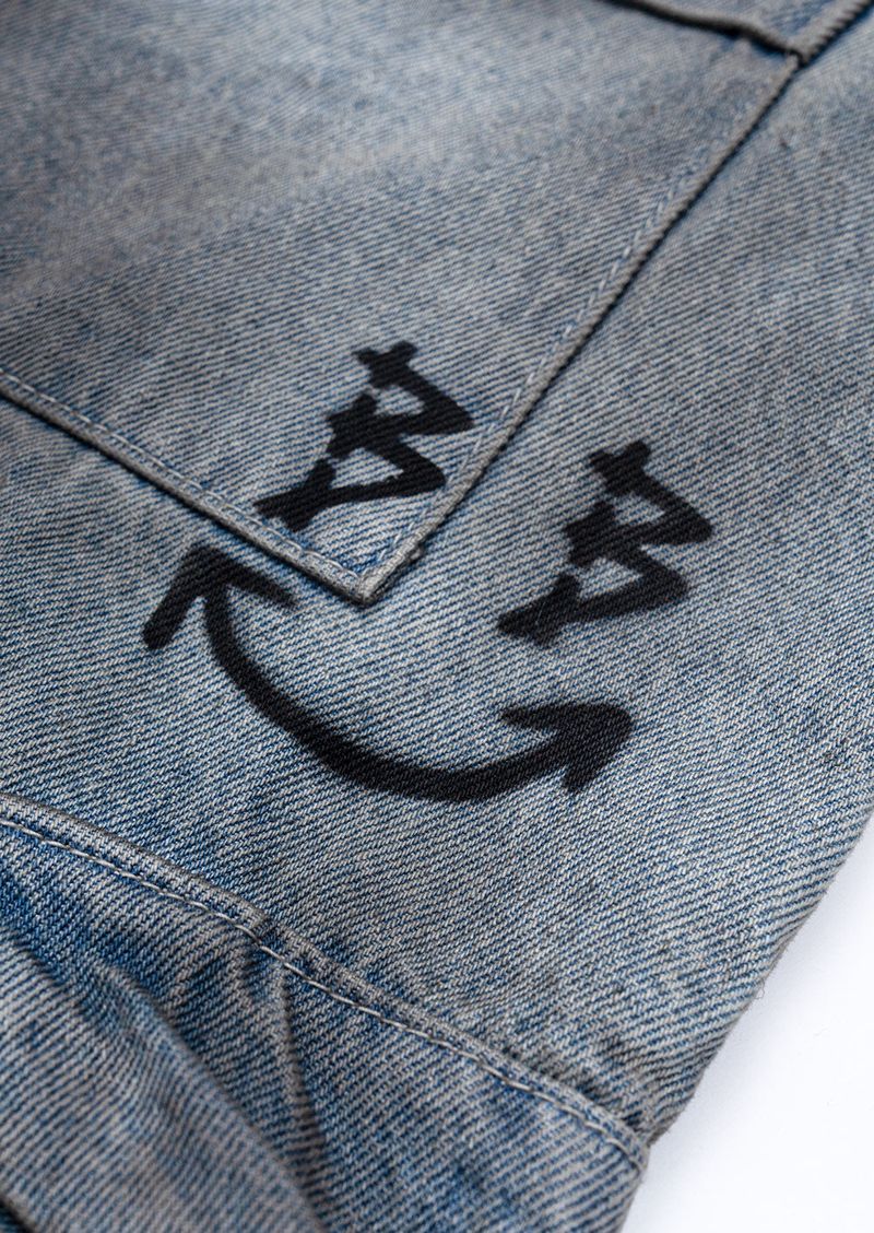 BBD Graffiti Logo Dirty Washing Cargo Shorts (Vintage Blue)