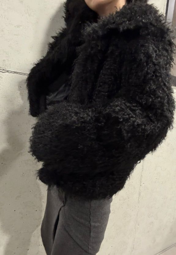 Chocolate Hairy Fur Jacket