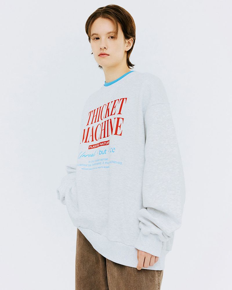 THICKET MACHINE TYPO SWEATSHIRT-WHITE MELANGE
