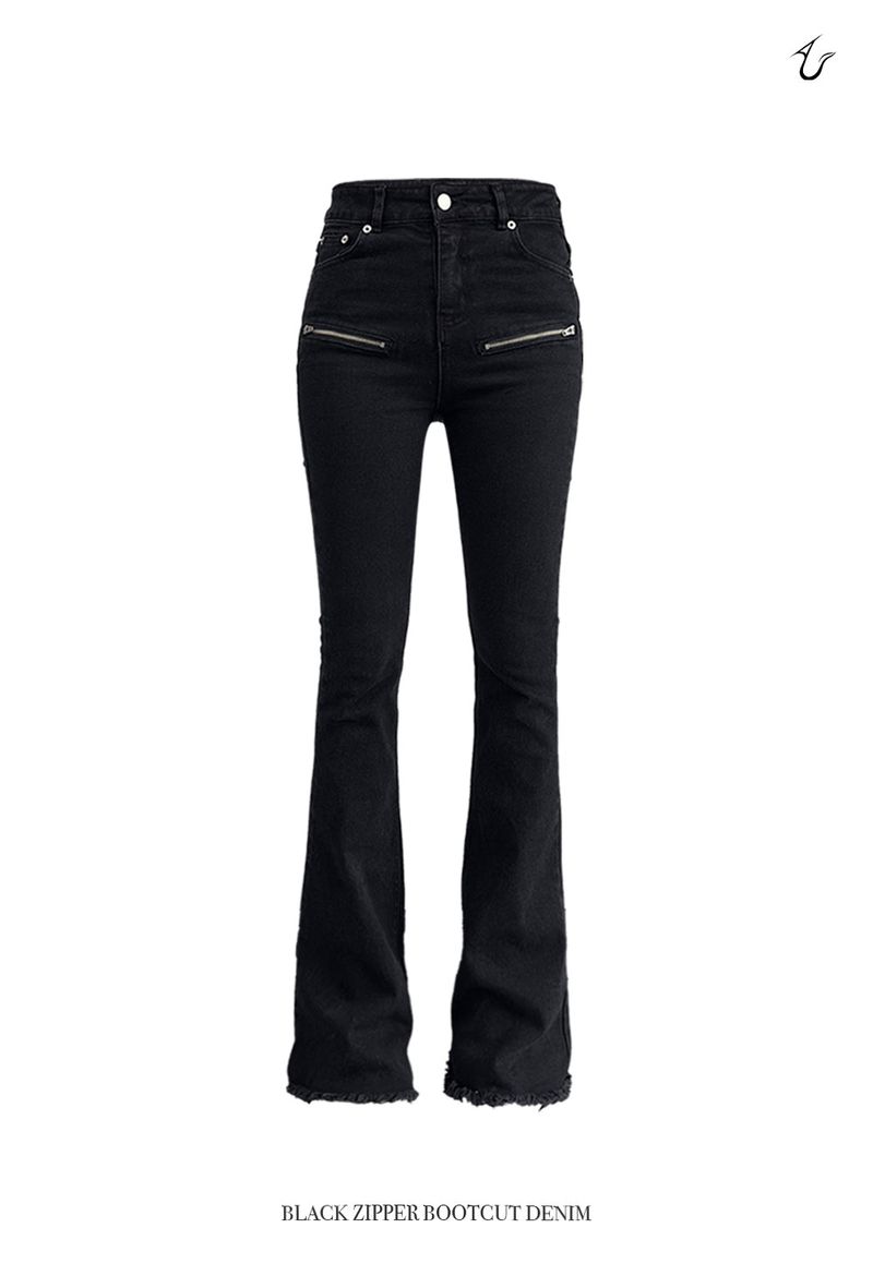 URBAN UNIQUE(アーバンユニーク)の「black zipper bootcut denim(Pants)」