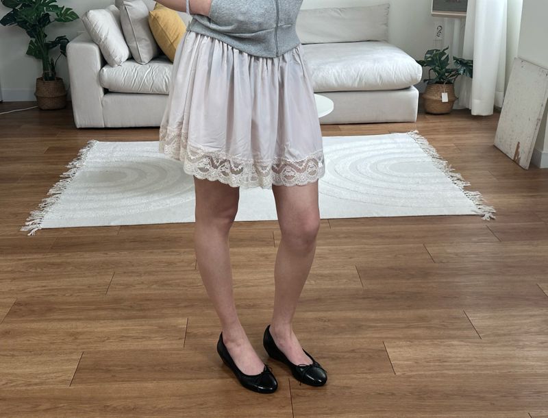 lace satin mini skirt