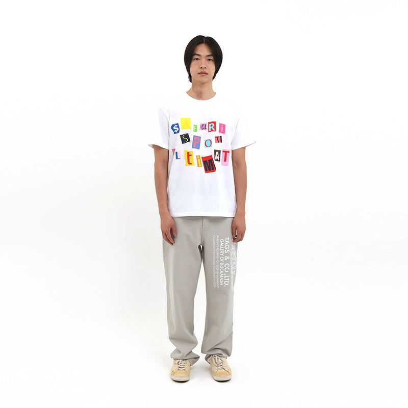 MULTI SKULL STRAIGHT COTTON PANTS (GRAY)