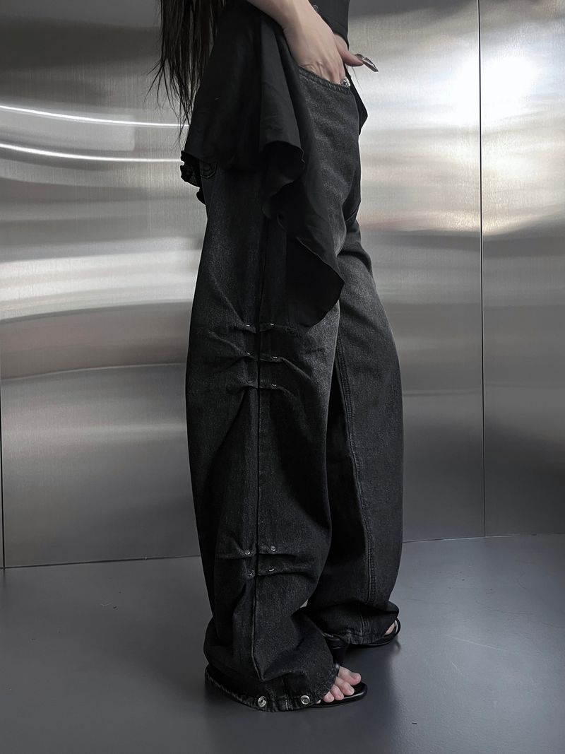 side shirring rivet denim