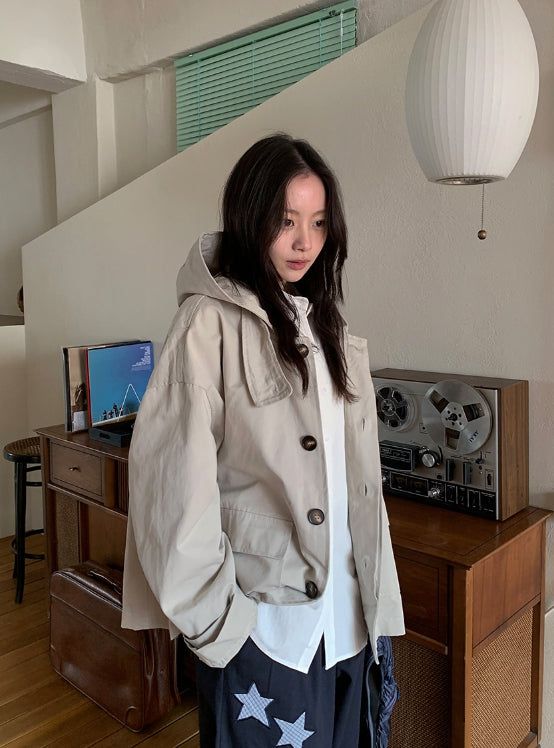 Auburn High-Neck Cotton Hood Bomber Jacket