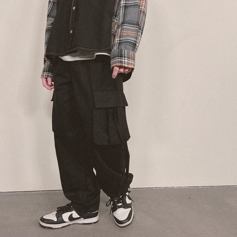 strap elastic pants_black