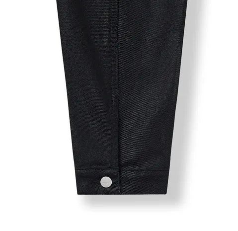 Kanto Coated Black Denim Trucker Jacket