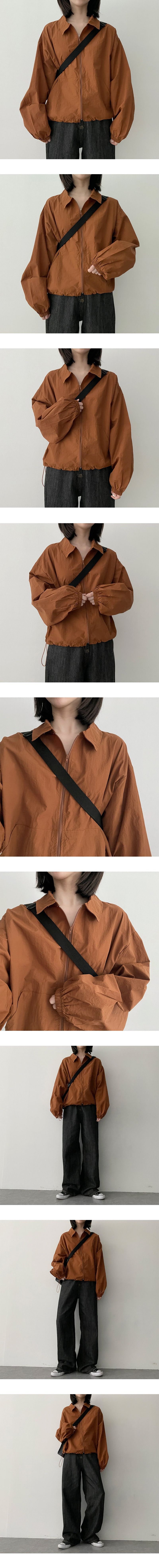 Lancy String Nylon Collar Windbreaker