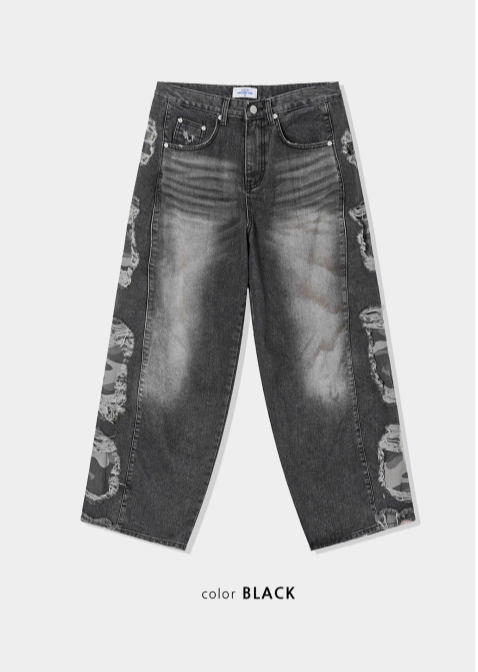 Military Camo Wide Denim