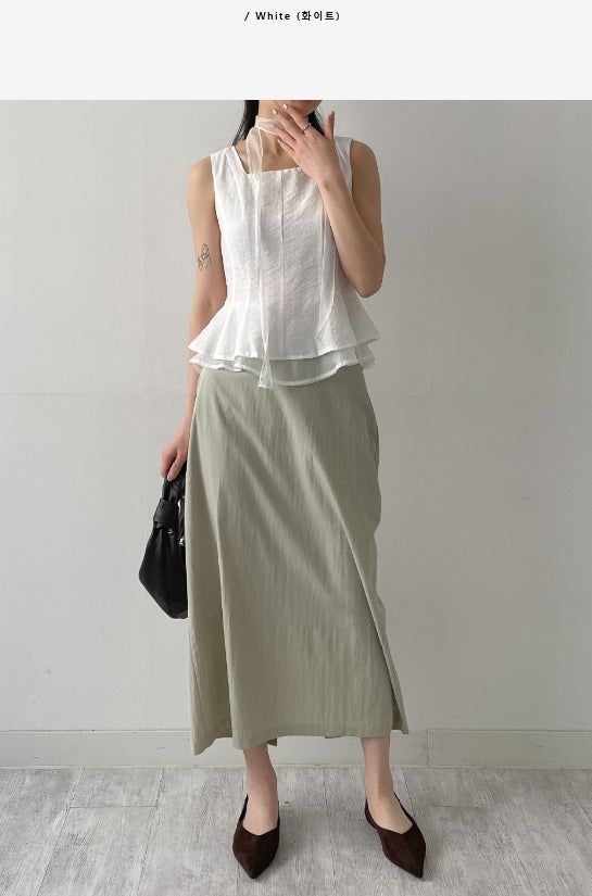 [Scarf SET] Liber Frill Sleeveless Blouse