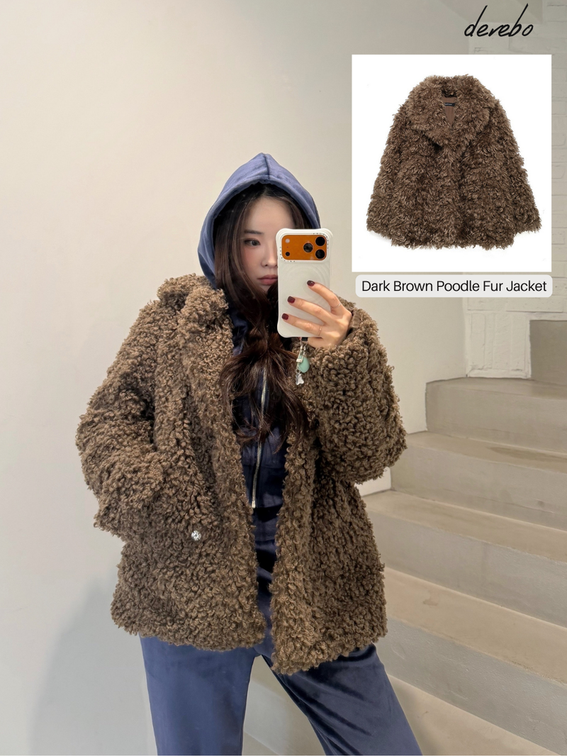 Dark Brown Poodle Fur Jacket