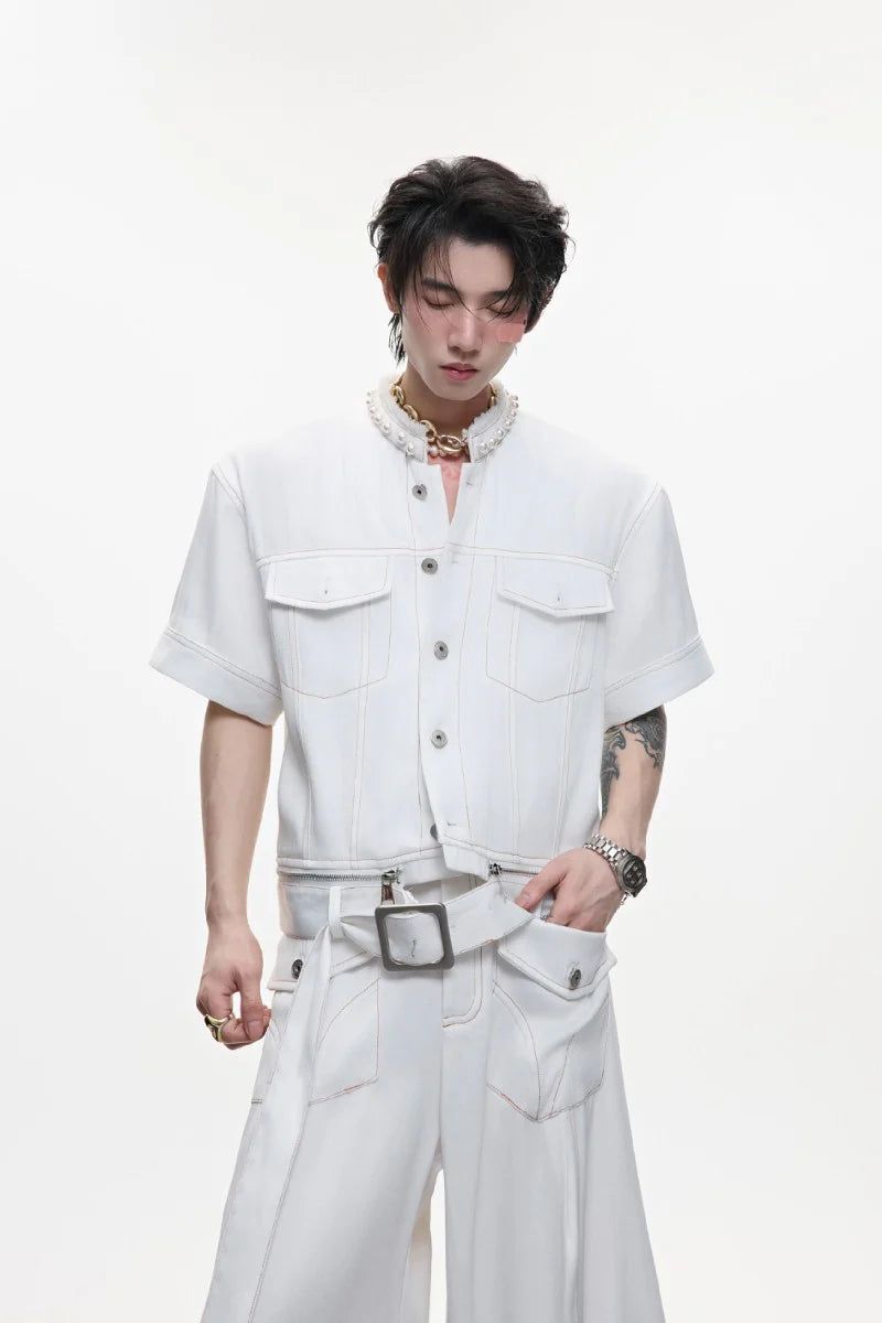 Argue Cultureの「Pearl Trim Denim Shirt(Tops)」