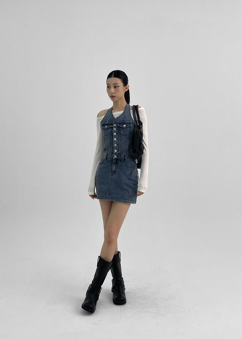 [MADE] Bunny Halterneck Spandex Mini Dress
