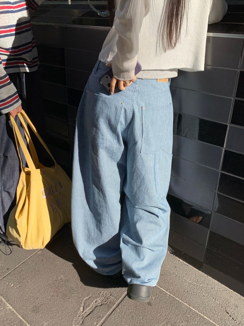 [ORIGINAL] Roti Stripe Balloon Carpenter Pants