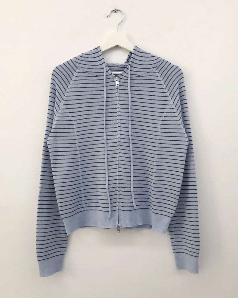 Bobby Striped Knit Zip-Up Hoodie (7color)