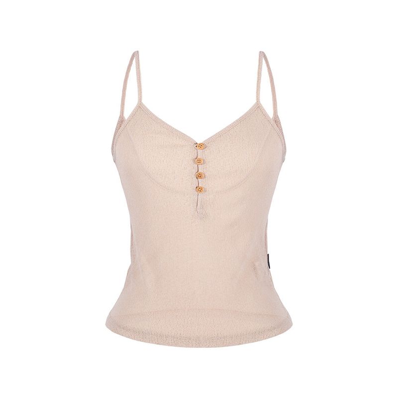ANOTHERA(アナザーエー)の「SEETHROUGH BUTTON SLEEVELESS_Beige(Tops)」