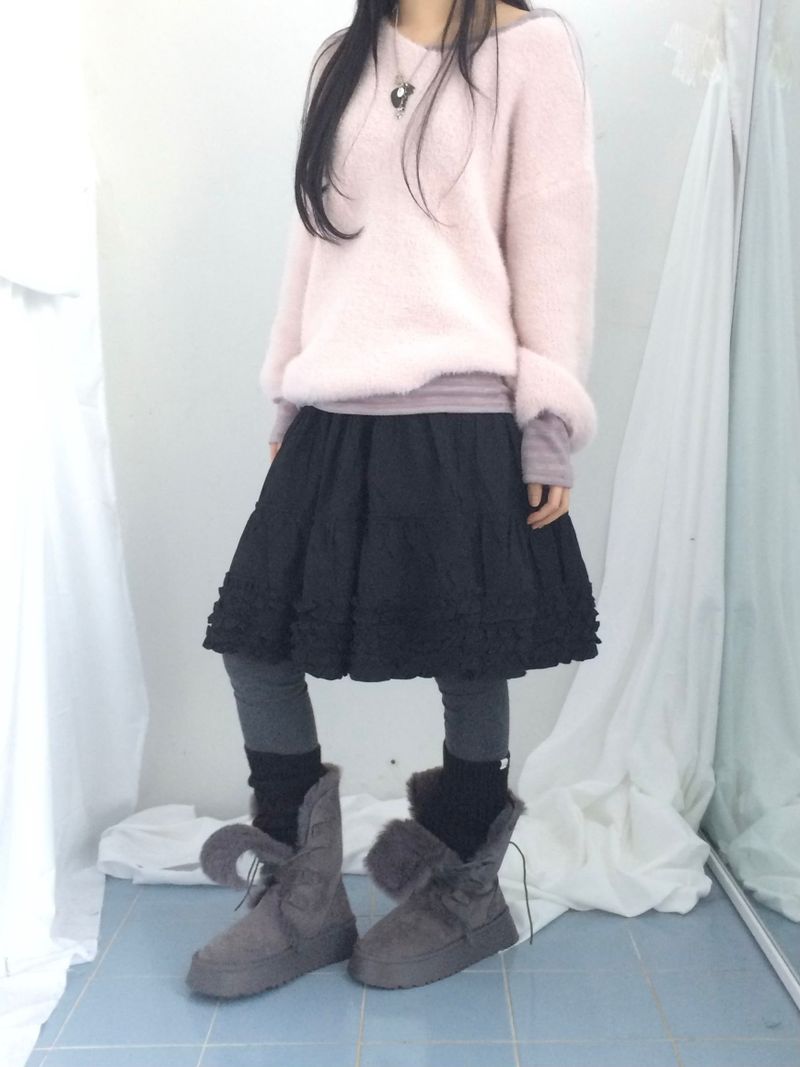 Flare some cotton frill skirt