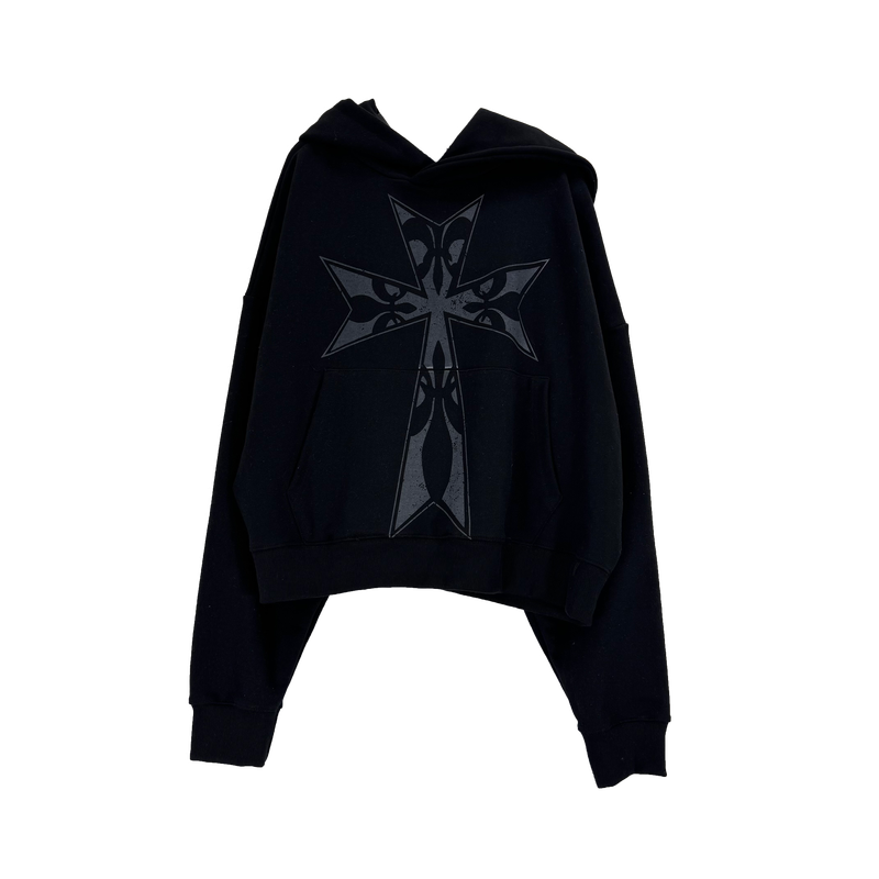 big cross cropped hoodie