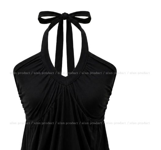 Pair Shirred Strap Halter Top