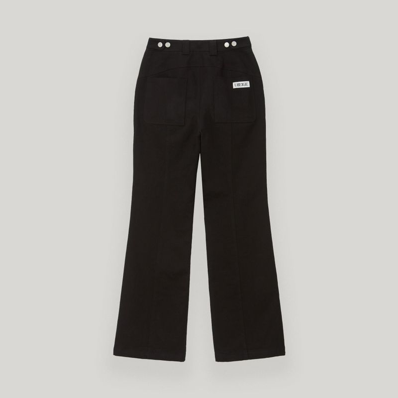 Black Slit Snap Long Pants