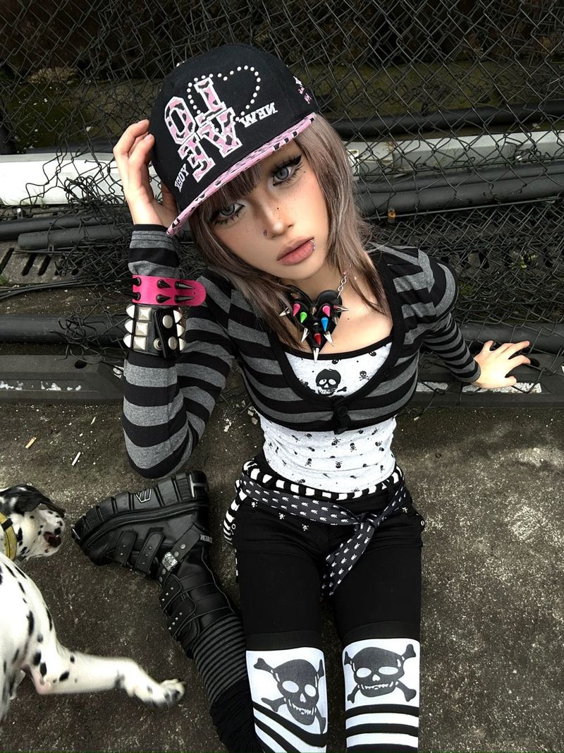 Skull Stripe Two-Piece Set