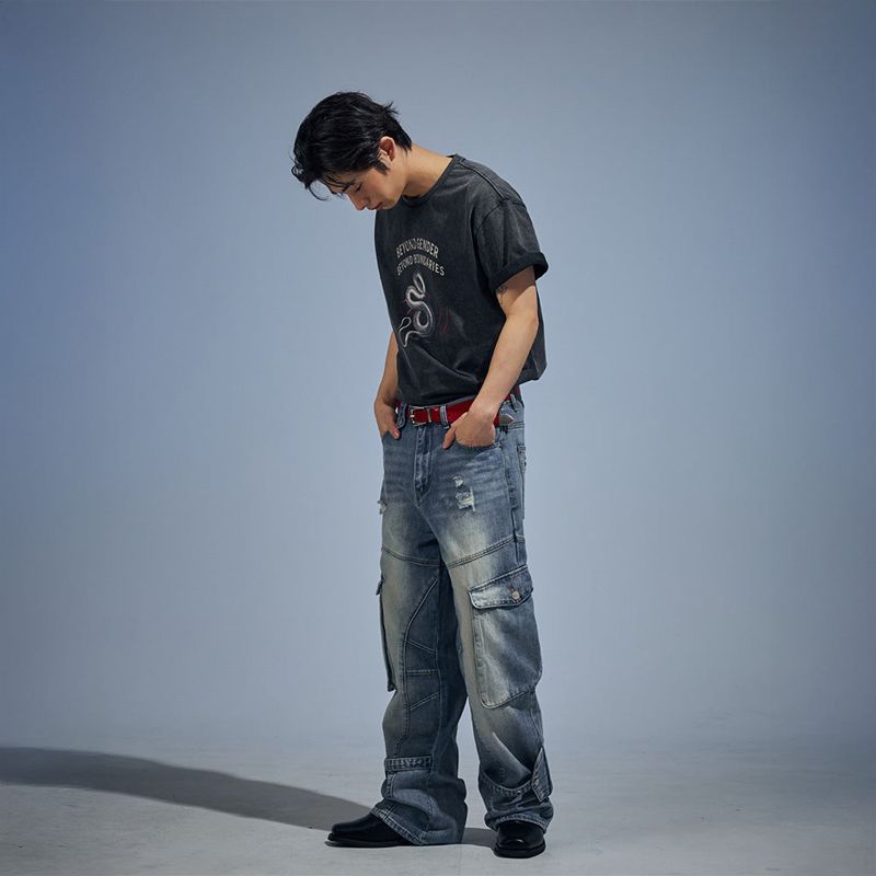 BGBB Snake Garment Dyed half T (Black)