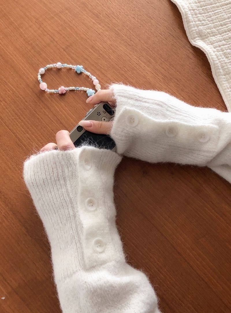 Sleeve Button Loose Wool Round Knit (4color)
