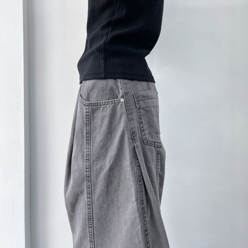 Washed Multi-Button Wide Pants