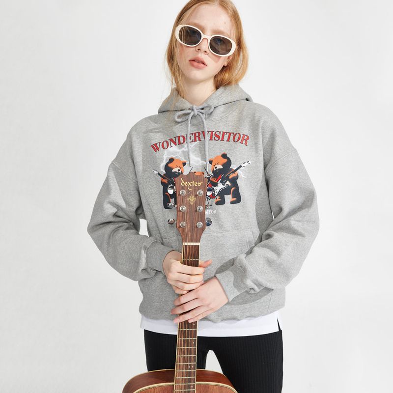 Bear Metal Hoodie [Melange grey]