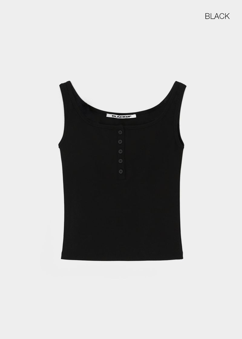 [B-BASIC] Tension Standard Square Henley Neck Sleeveless Top (2 SIZE)