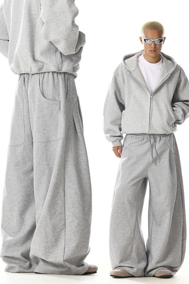 Grey Deconstructed Wide Sweatpants