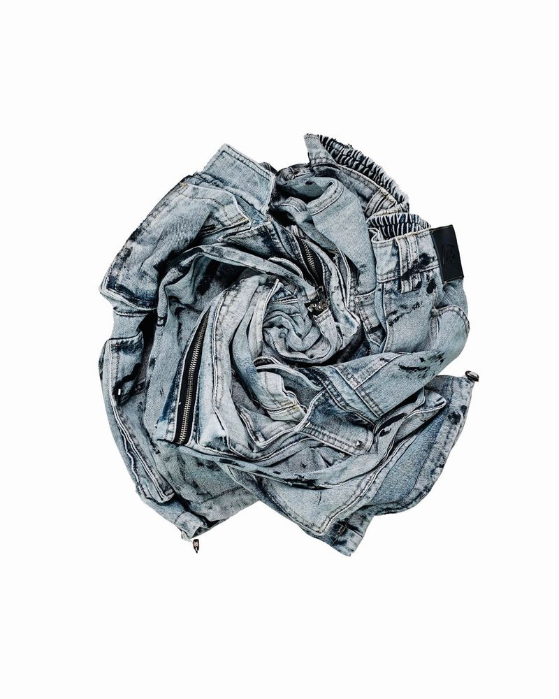 WASH-DENIM CARGO PANTS MULTI POCKET (Blue)