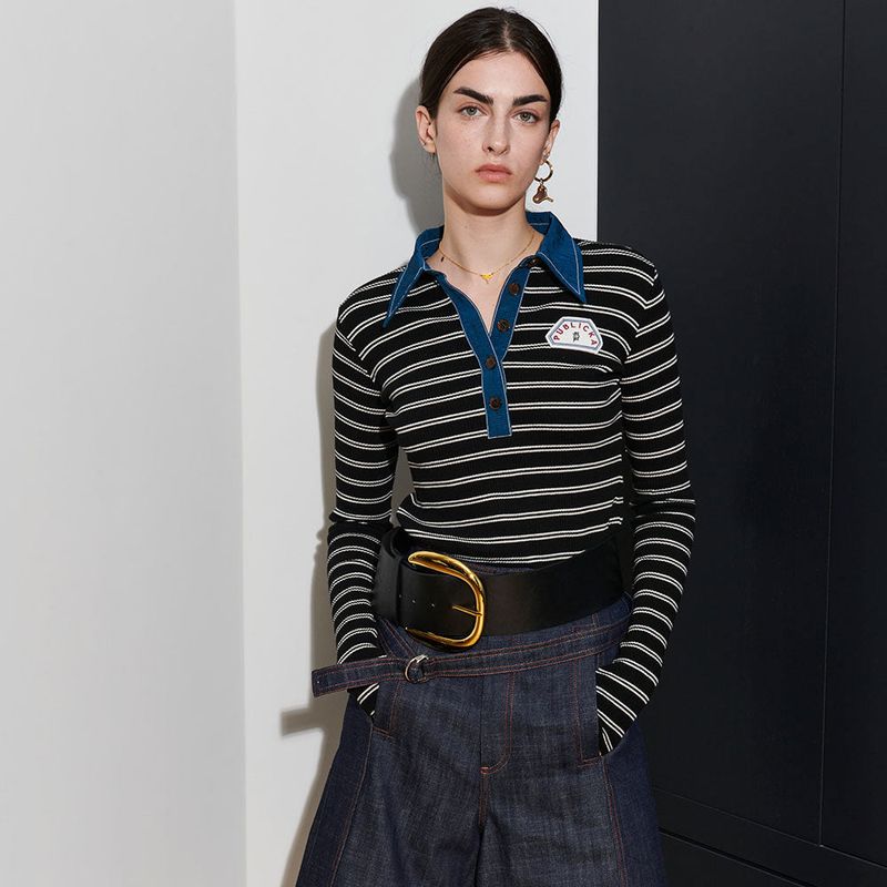  VICTORIA STRIPE TEE, BLACK+WHITE S