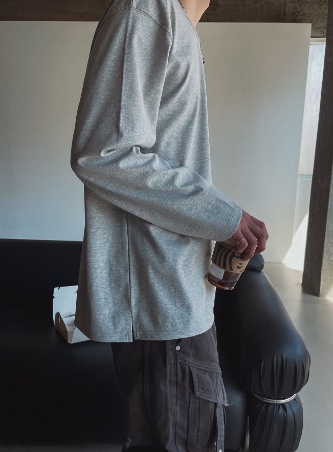 Neutral Basic U-Neck Long Sleeve T-Shirt