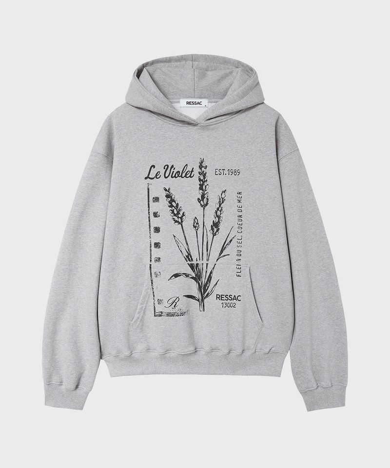 Provence lavender heritage stamp hoodie m.grey
