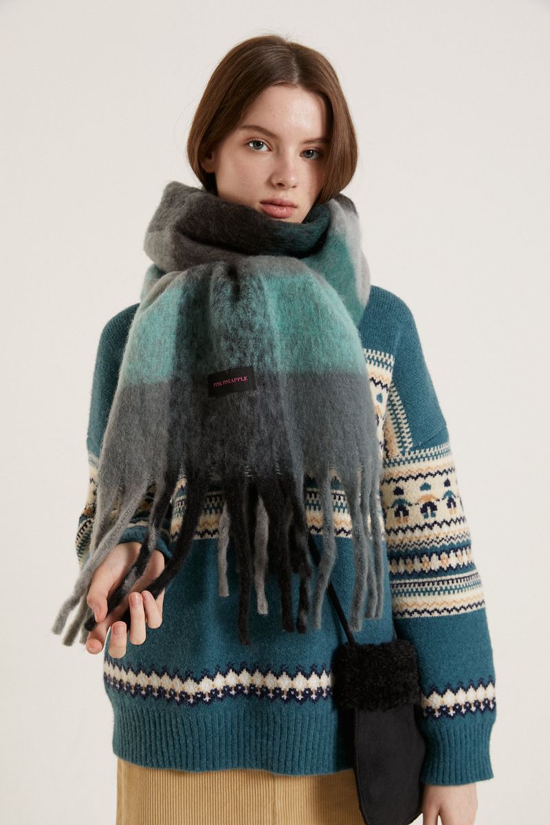 COLORED CHECK MUFFLER_GREY